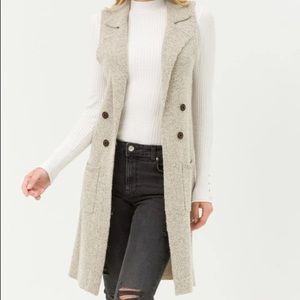 NEW Sleeveless Long Cardigan Vest - Oatmeal